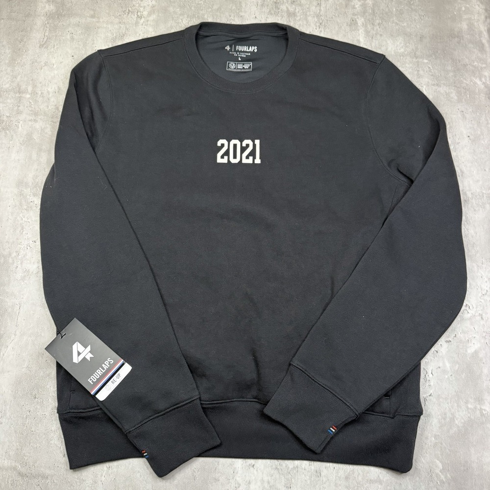 Fourlaps "2021" Men's Re-Up Crewneck Sweatshirt Size L Black Pullover NWT